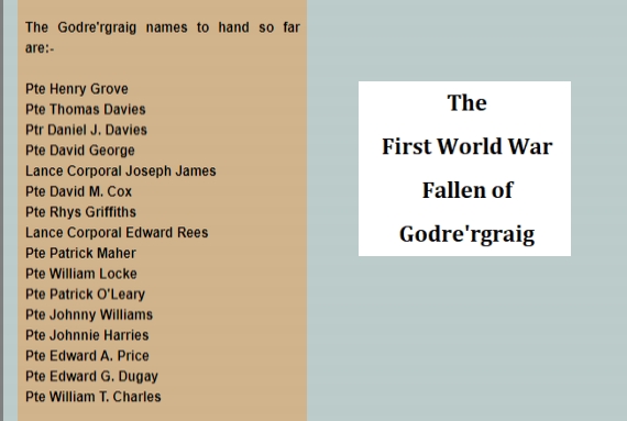 The First World War fallen from Godre'rgraig